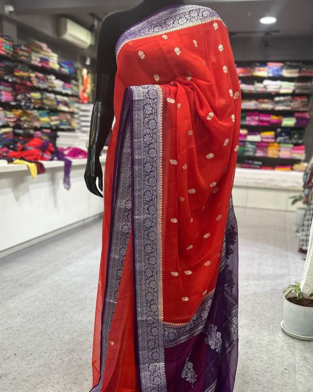 Pure Chiffon Silk Saree (SILK MARK)
