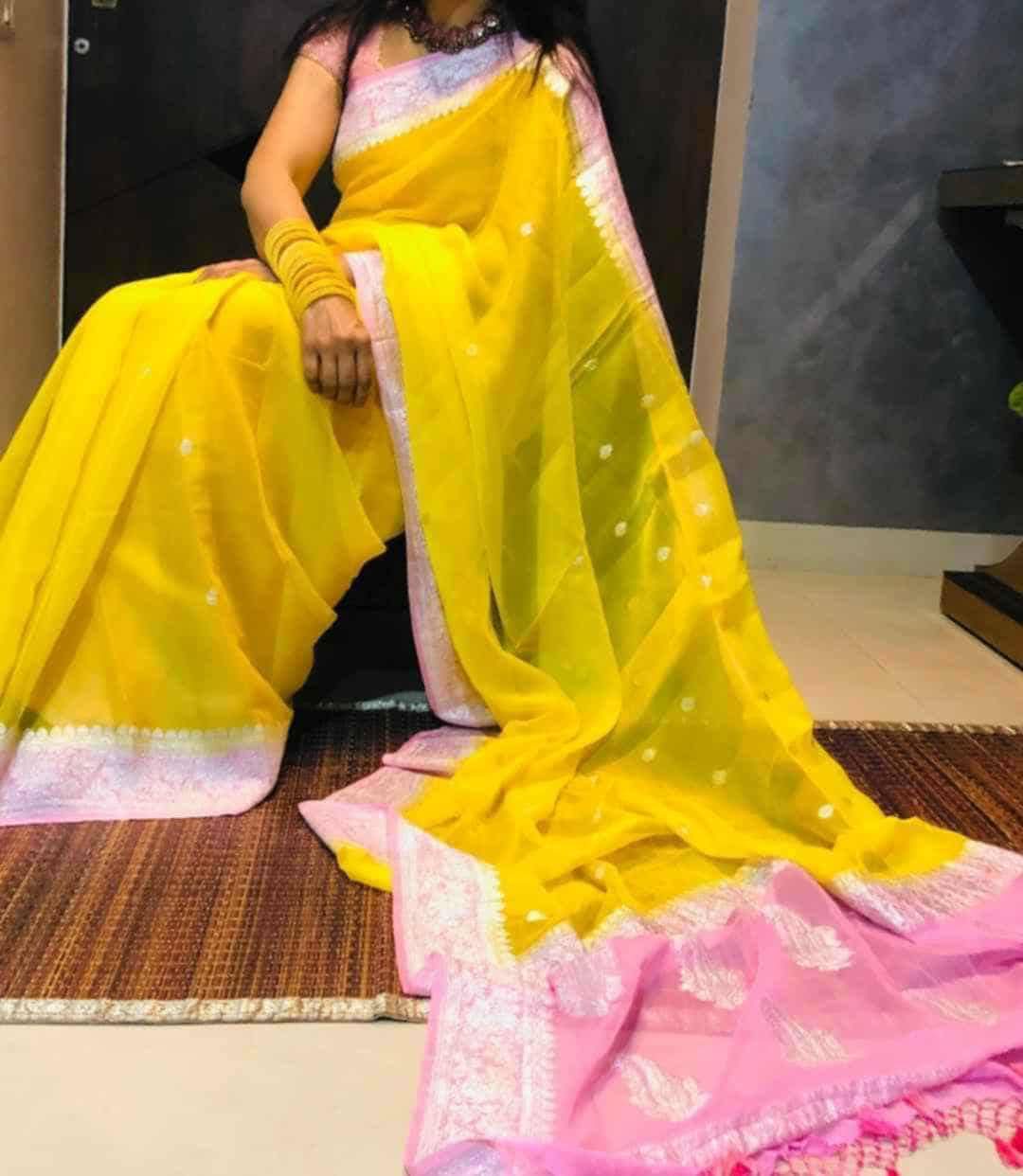 Pure Chiffon Silk Saree (SILK MARK)